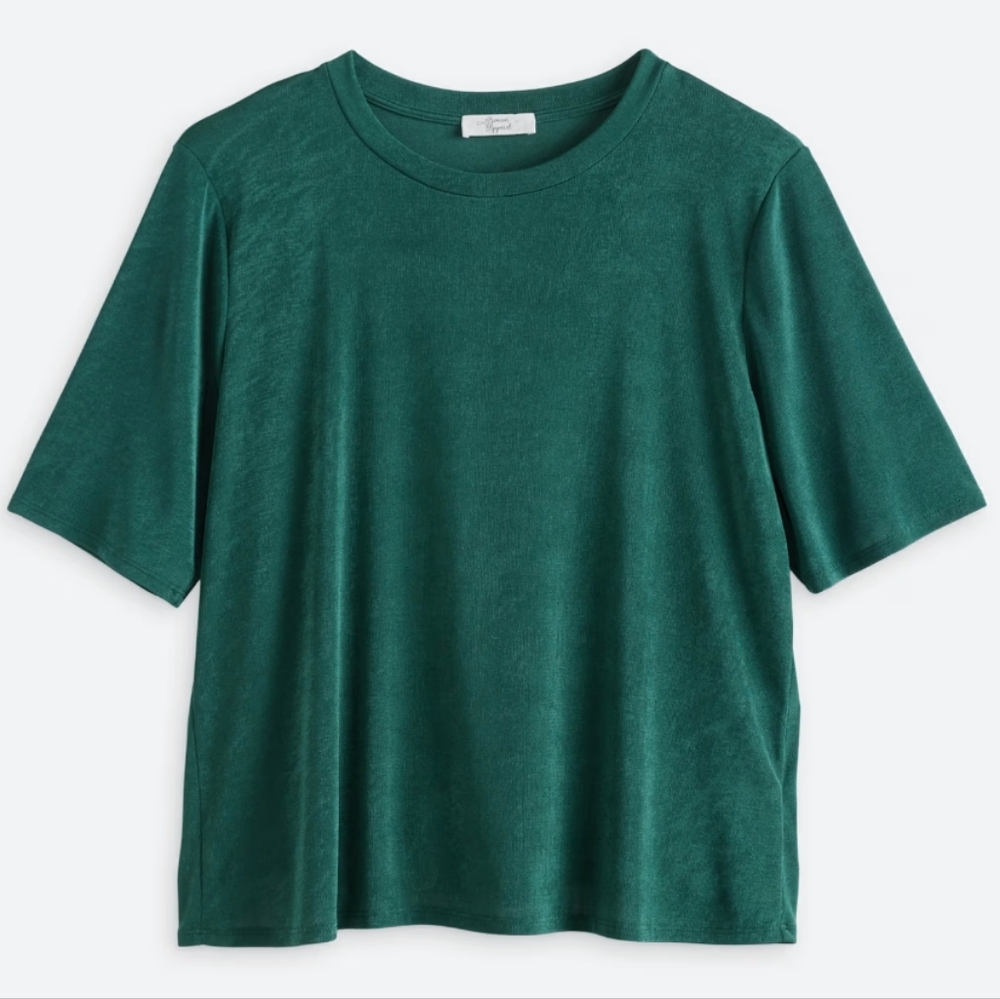 Beacon Apparel Teal Green Short Sleeve Shimmery Top 3X